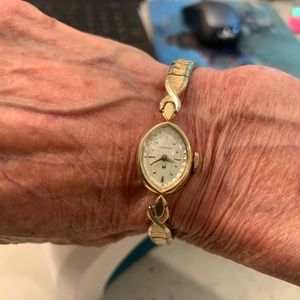 Vintage Hamilton, 14 karat gold watch. Spandex band in perfect shape